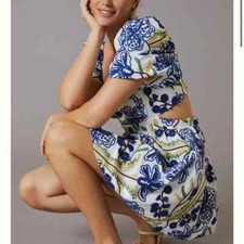 Anthropologie Hutch  Cut Out Embroidered Mini Dress XS