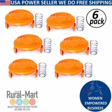6pk Spool Cap and Spring Fits Black and Decker AFS Trimmer RC-100-P