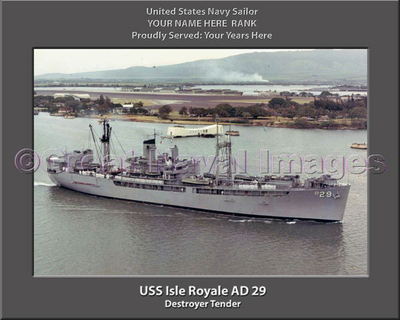 USS Isle Royale AD 29 Personalized Canvas Ship Photo 2 Print Navy Veteran Gift