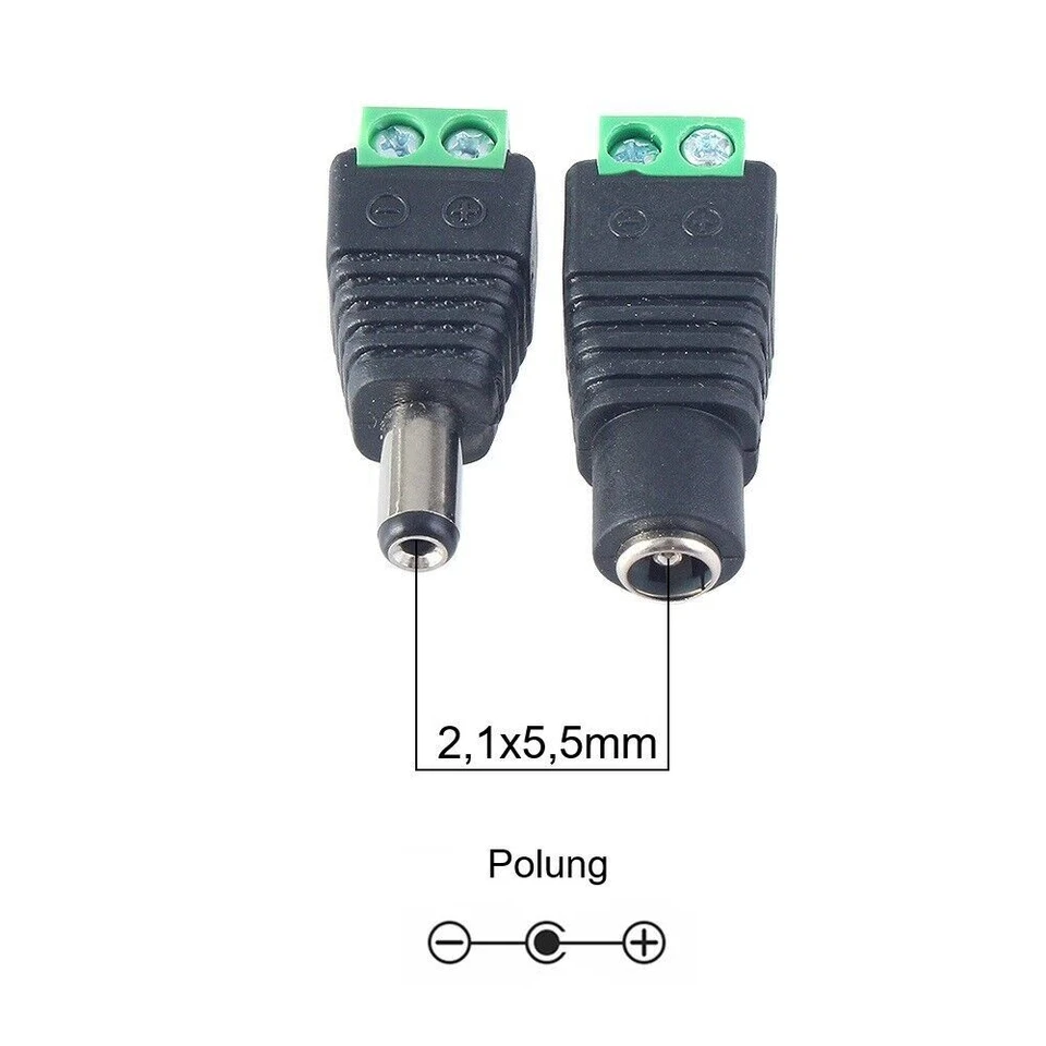 DC Buchse Stecker Adapter 2,1 x 5,5 mm mit Schraubklemme Verbinder für Netzteil - Bild 3 von 4