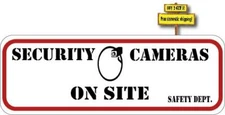 Security Cameras On Site Safety Dept. Decal Sticker 2.5" x 7.0" Buy 2 Get 3