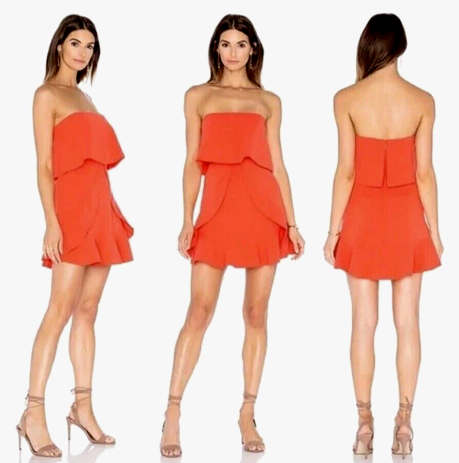 NWT BCBG MAXAZRIA SIZE 8 CHARLOT RUFFLE STRAPLESS A-LINE