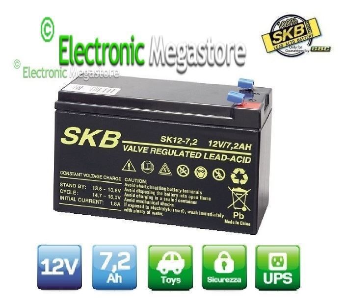 BATTERIA PIOMBO 12V 7Ah SKB 7,2 AH