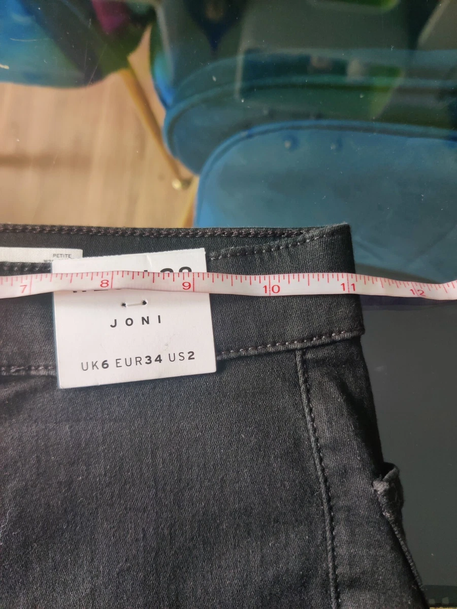 Topshop PETITE JONI Black Rip Jeans W22 inside Leg 25 inch New
