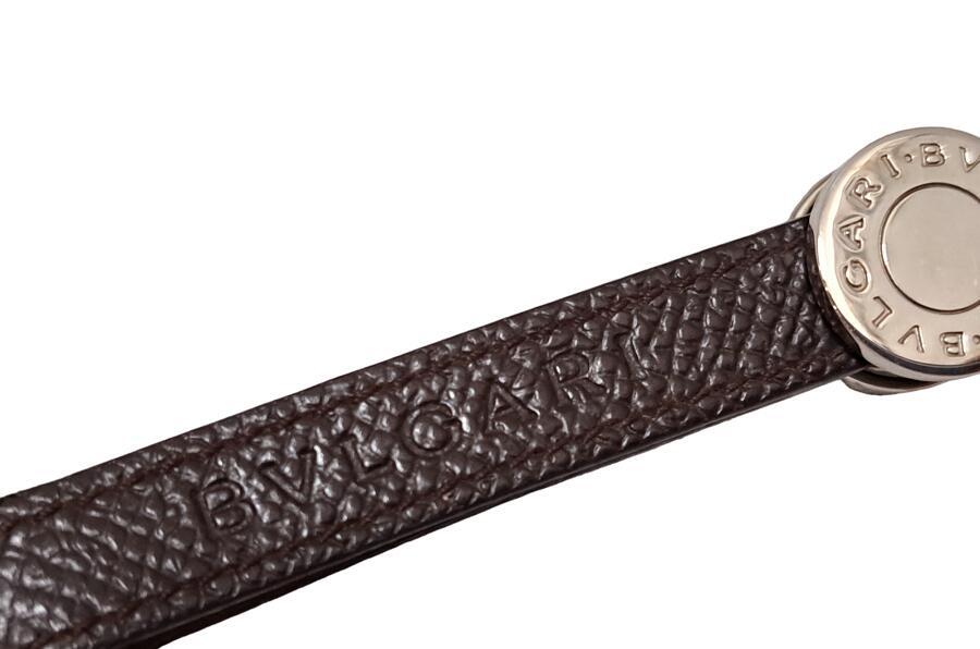 Authentic BVLGARI Mobile Phone Strap Bulgari Leather Brown