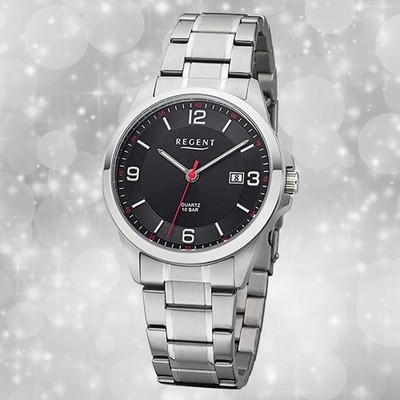 Armbanduhr Metall silber Herren Uhr Analog Regent Metallarmband URF1288