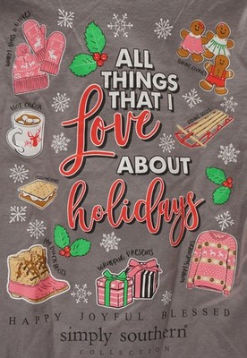 SIMPLY SOUTHERN CHRISTMAS LONG SLEEVE T SHIRT TEE GRAY ALL THINGS I LOVE SIZE S