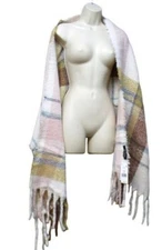 CEJON Women’s Plaid Pattern Oversized Blanket Scarf/ Wrap, 20" x 76", Blush