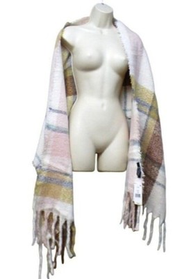 CEJON Women s Plaid Pattern Oversized Blanket Scarf/ Wrap, 20'' x 76'', Blush