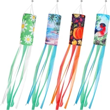 4 Pack Seasonal Windsock Outdoor Hanging Decor for Garden Yard Holiday Decor