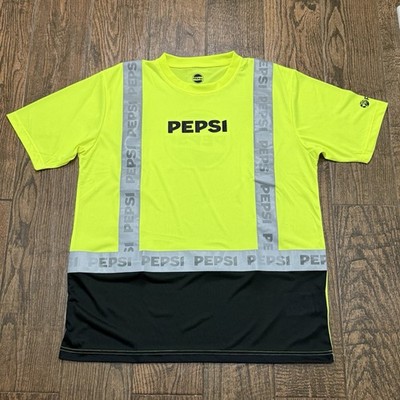 New Pepsi Zero Zone High Visibility Mens Safety Work Shirt Neon Reflective Large