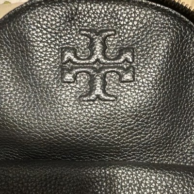 Tory Burch Black Pebbled Backpack Wallet Set Gold Hardware Logo Designer Women's