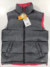 NEW Tempco Full Zip Down Puffer Vest Mens Medium Black Red Reversible Thick NWT