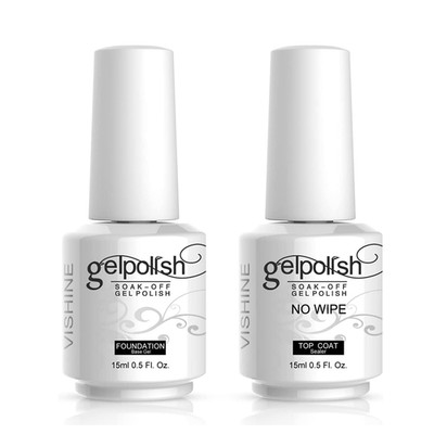 15ml No Wipe Top Coat Base Coat Soak off UV LED Drying Long Lasting Shiny Nail V