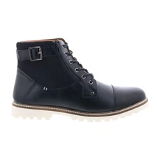 Steve Madden M-Zimmen Mens Black Leather Lace Up Casual Dress Boots