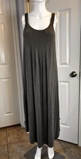 Ekouaer Women’s Gray Pleated Sleeveless Nightgown Lounge Dress Size Small 