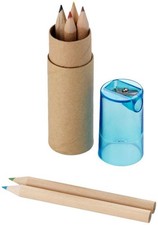 Piccolo astuccio set colori con 6 matite pastelli colori e appuntamatite 0FVZ