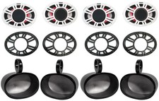 4 KICKER 48KMXL694 300w 6x9" Marine Black Wakeboard Tower Speakers w/LED KMXL69