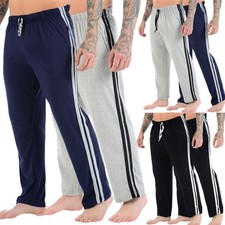 2 Pack Mens Loungewear Pyjamas Lounge Pants Nightwear Striped Trousers Bottoms