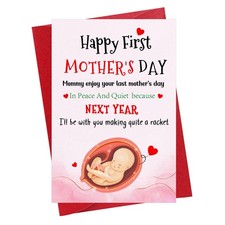 Funny First Mothers Day Card for New Mom from Daughter Son Baby, Happy 1st Mothe