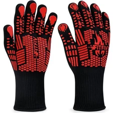 BBQ Gloves, Oven Gloves, Extreme Heat Resistant Barbecue Gloves, Silicone Non...