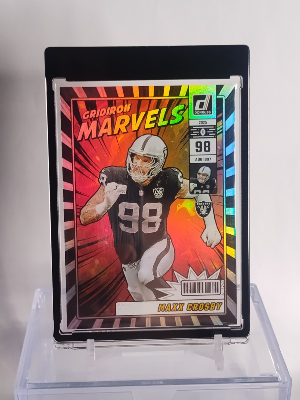 2025 Panini Donruss Maxx Crosby Gridiron Marvels SSP #GM-MCY  Raiders Ultra Rare