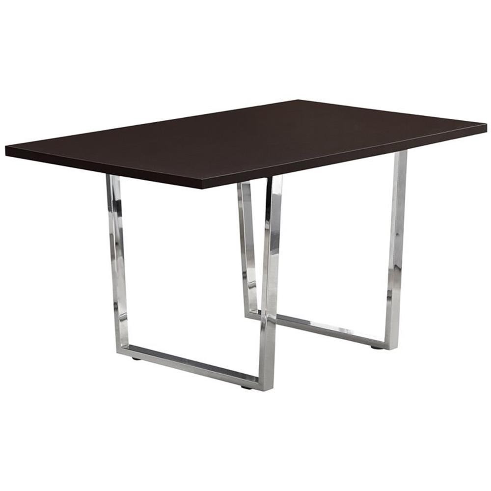 Monarch 60" Rectangular Dining Table in Espresso Top and Chrome Metal Base