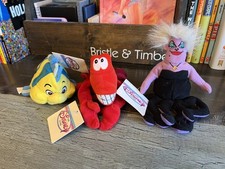 Lot of 3 Little Mermaid Disney Store Mini Bean Bag Plush NEW with tags