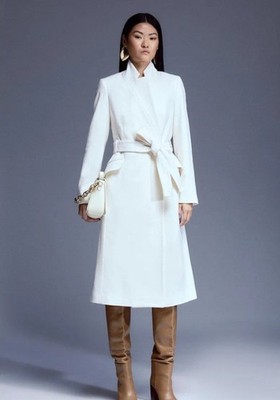 Karen Millen Italian Manteco Wool Forever Notch Midi Coat New with Tags RRP £349