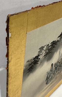 VINTAGE ANTIQUE ASIAN PROCESSION PAINTING CHINESE JAPANESE 19TH C