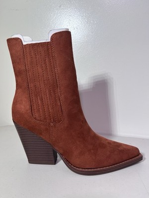 Nine West Womens Glena Brown Suede Ankle Boots Shoes 10 Medium Free Shipping New