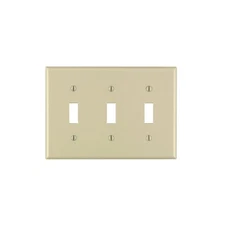 Standard Size 3,Gang Switch Plate, Thermoset, Ivory, Easy Device Installation