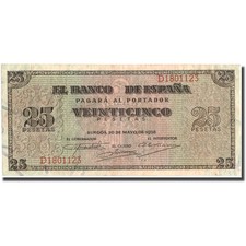 [#214078] Banknote, Spain, 25 Pesetas, 1938, 1938-05-20, KM:111a, AU(50-53)