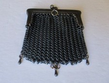 Antique Victorian Gunmetal Chatelaine Small Purse