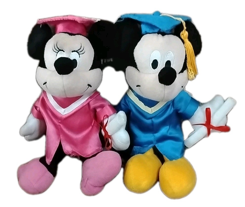 Disney  Graduation Mickey Minnie Mouse Mini Cap and Gown Diploma Plush Toy *7G