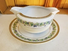 Fuji China Orchard Gravy Boat with Attached Underplate Made in Occupied Japan