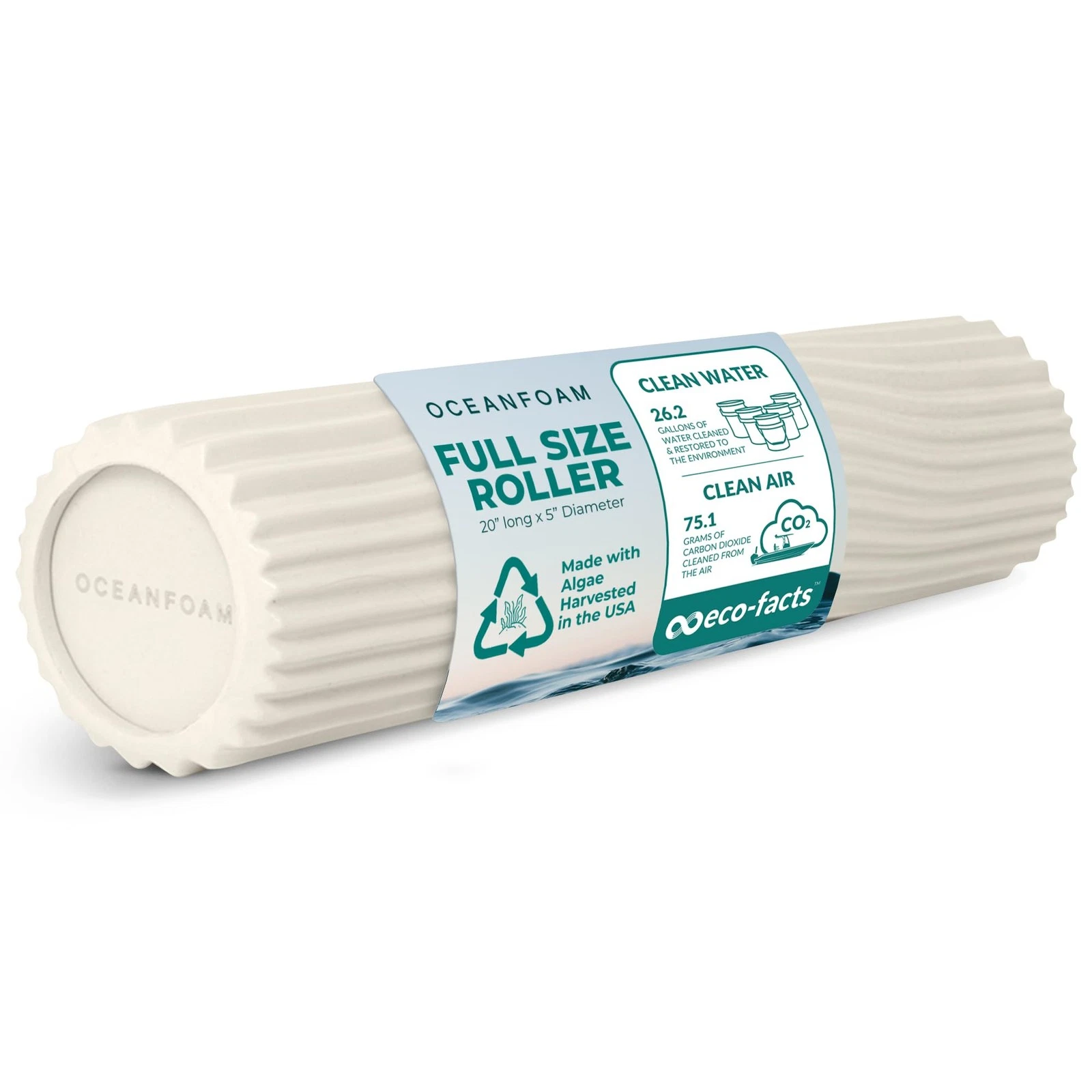 Oceanfoam Tidal Roller Natural Muscle Massage Foam Roller for Back Pain & S...