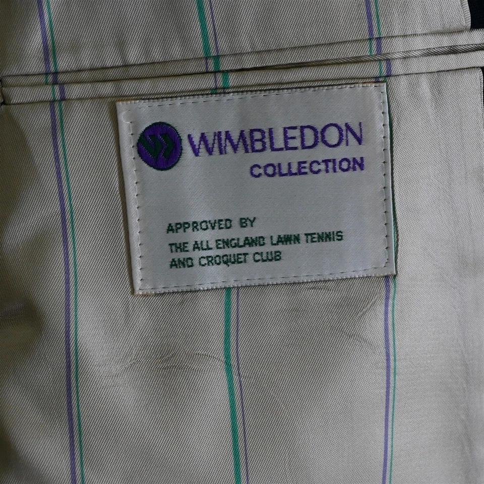 Blazer Abrigo Deportivo Chaqueta De Colección Hecho en EE. UU. Wimbledon 56L Azul Marino Hopsack Botón Dorado Foto 4 de 4
