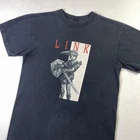 Vtg Y2K Link Zelda Tee Small Black Tee Nintendo Video Game Jerzees Faded Anime