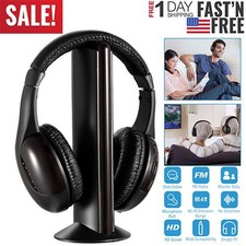 5 in 1 Wireless Cordless Headset Headphones RF Mic for PC TV DVD CD MP3 MP4