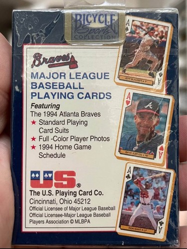 1994 Bicycle Atlanta Braves Playing Cards Factory Sealed. - Picture 2 of 2