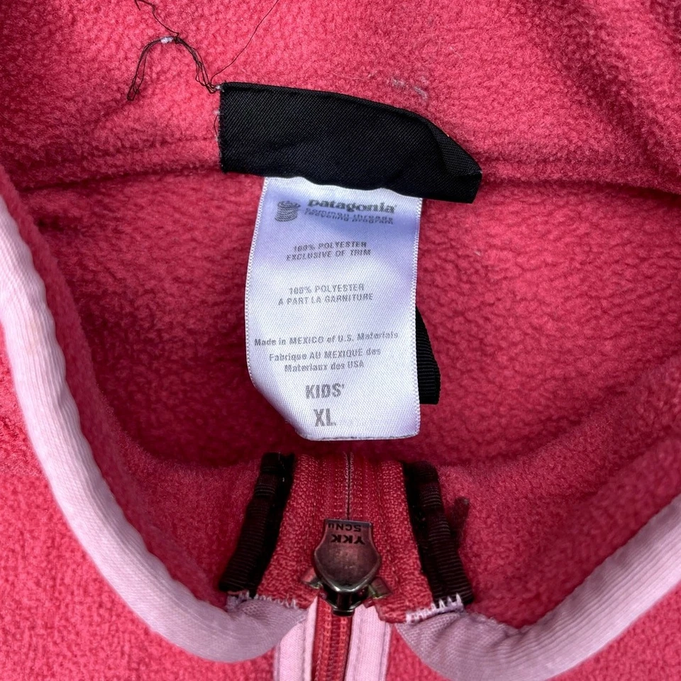 Girls Kids XL Patagonia Synchilla Marsupial Fleece Jacket Pullover Zip Pink - Image 4 of 4