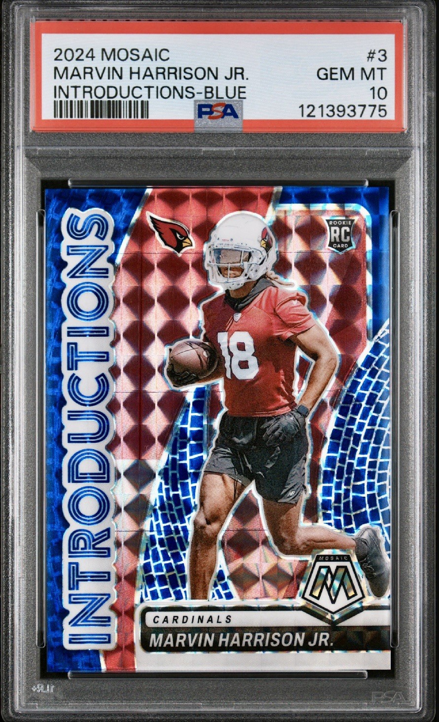2024 Mosaic Marvin Harrison Jr Rookie Introductions Blue Prizm /99 PSA 10