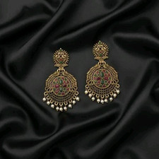 Beautiful Golden Earring Indian Festive Jewelry For Her Wear Fashion Style CC04