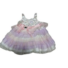 Build A Bear Dress Multicolor Tulle Sequin Heart Tiered Dress