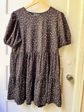 Asos Floral Babydoll Dress 12 Puff Sleeves Dark Fairy Romantic Academic Western