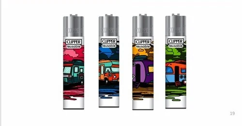 Clipper  4 x hippie caravan Refillable Lighters  collectable set of 4+ bonus - Picture 1 of 2