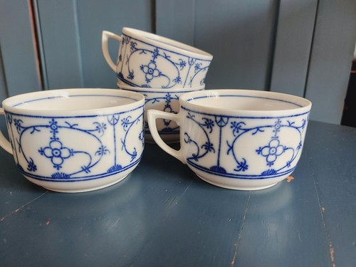 4 große Kaffeetassen Winterling Indisch Blau 0,25 l - D. 9,5 cm Strohblume Top