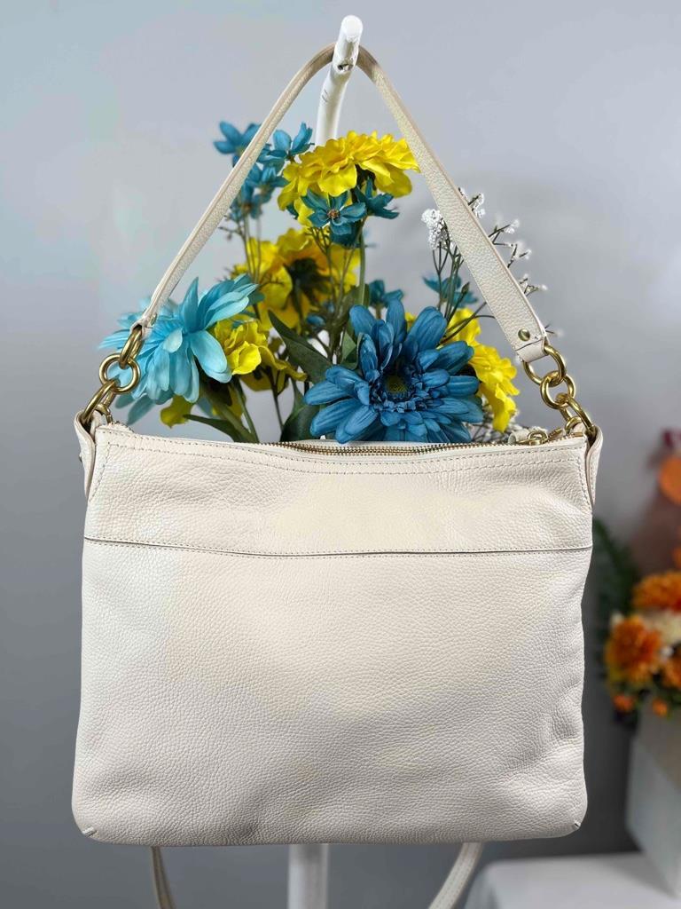 【hippiedippy】33 mesh bag COACH Poppy Perri Hippie Off White Leather Large Crossbody