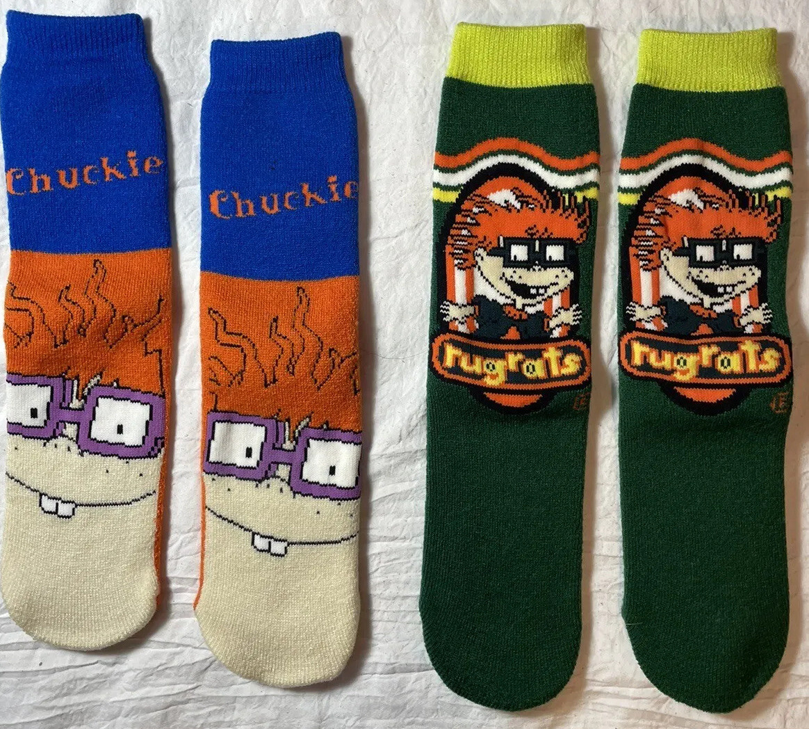 Vintage Nickelodeon Rugrats Novelty Socks 2 Pairs 1999 Gem